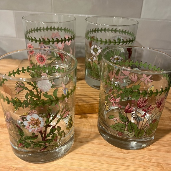 Portmeirion Botanic Garden Glasses Old Fashioned Tumbler 12 OZ Set Of 4 Flower - Picture 1 of 3